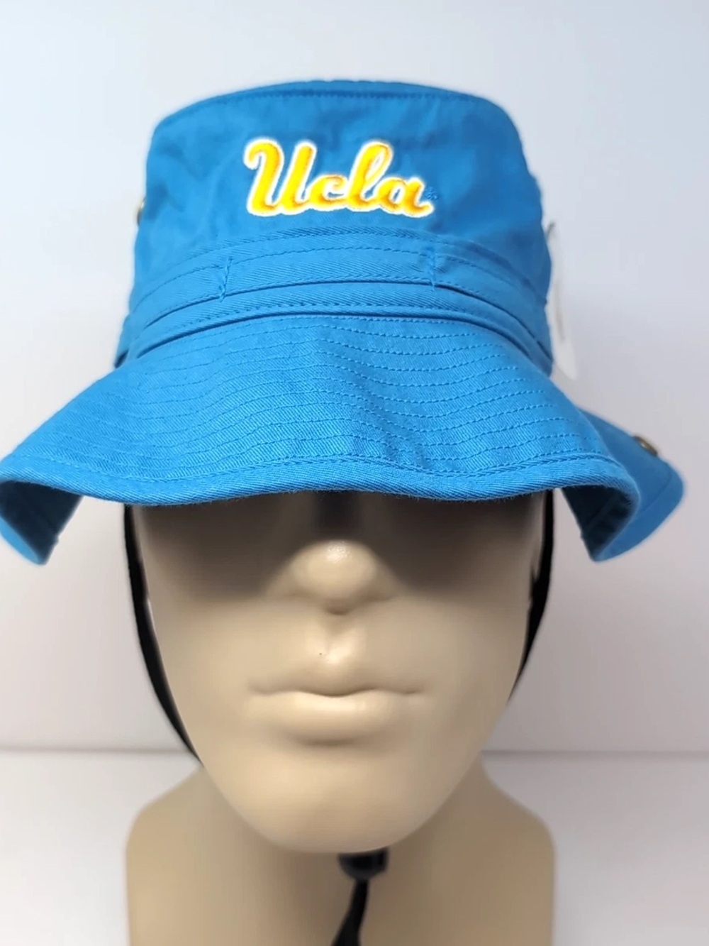 Unisex UCLA Bruins Blue and Yellow Bucket Hat with Chin Strap, cowboy hat option
